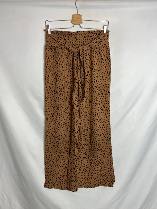 ABERCROMBIE&FITCH. Pantalón marrón fluido estampado T.s