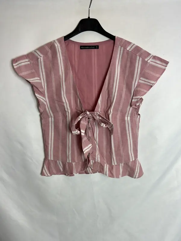 ABERCROMBIE&FITCH. Top rayas rosa y blanco T.s