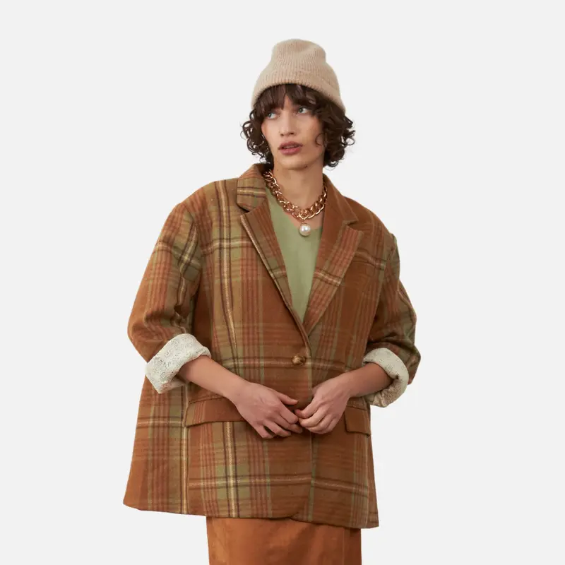 Abrigo oversize de cuadros - Orfeo
