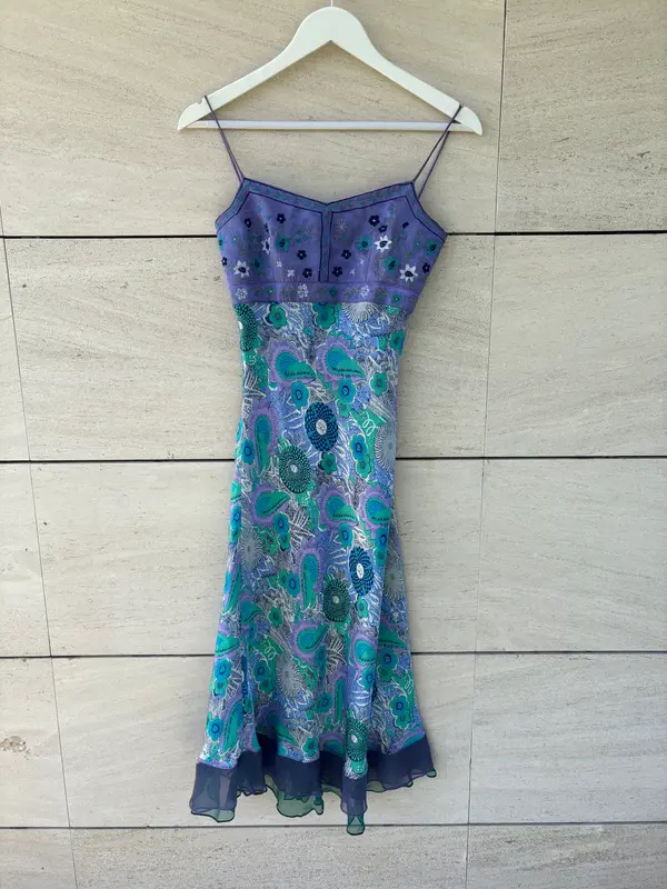 ADOLFO DOMINGUEZ. Vestido midi seda estampado