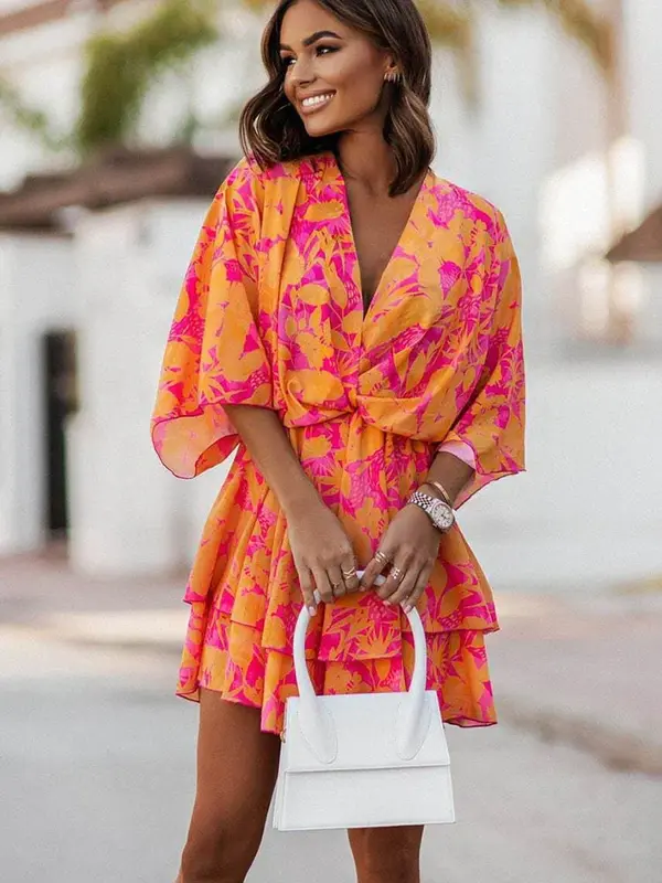 Agua - Vestido Corto Con Estampado Floral