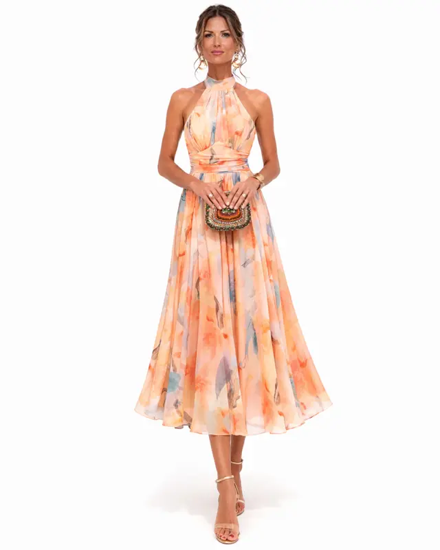 Aire - Vestido Floral Con Cuello Halter