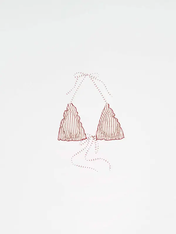Alchemist Striped Ruched Bikini Top