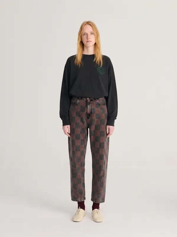 Almost Moiré all over mom fit jeans