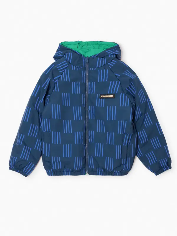 Almost Moiré all over reversible anorak
