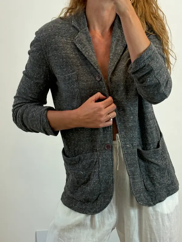 AMERICAN VINTAGE. Blazer gris jaspeado algodón