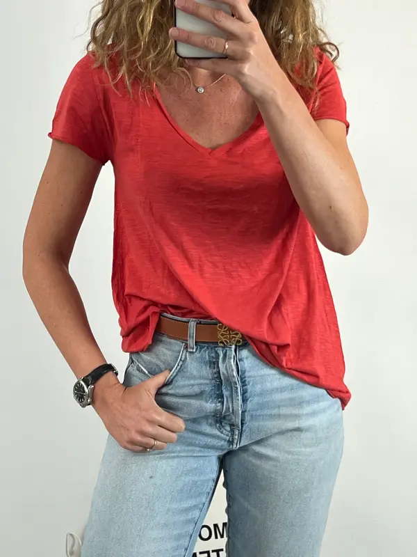 AMERICAN VINTAGE. Camiseta roja algodón. T L