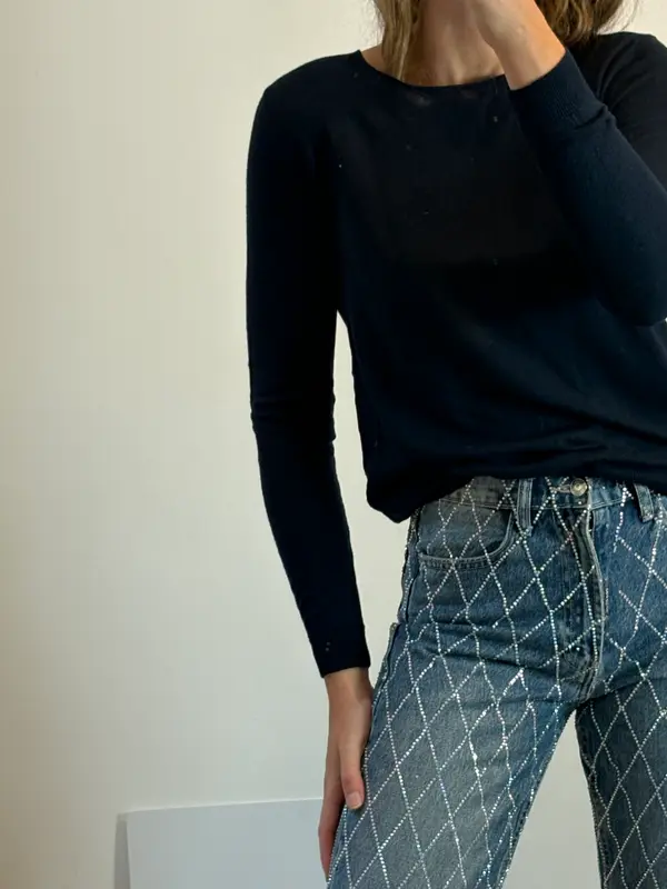 AMERICAN VINTAGE. Jersey azul marina con lana