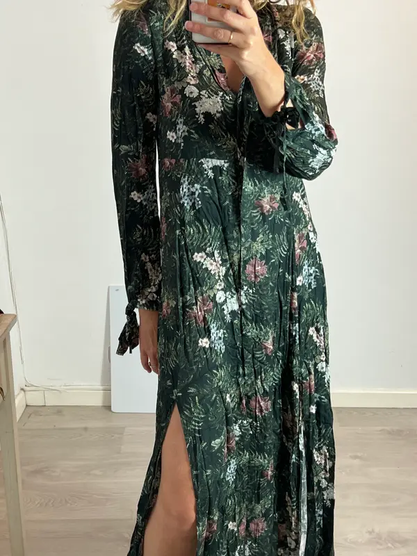 AMITIÉ. Vestido largo estampado fluido. T S