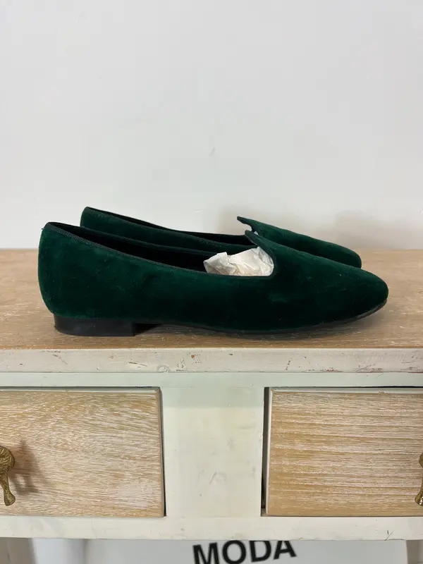ANA SAENZ. Slipers terciopelo verde T.37