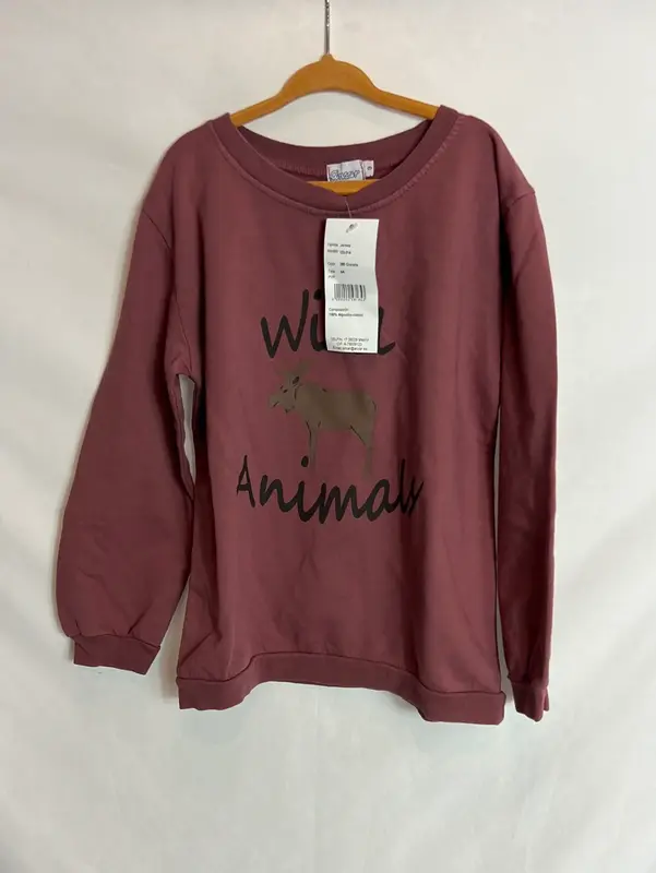 ANCAR. Sudadera granate dibujo animal