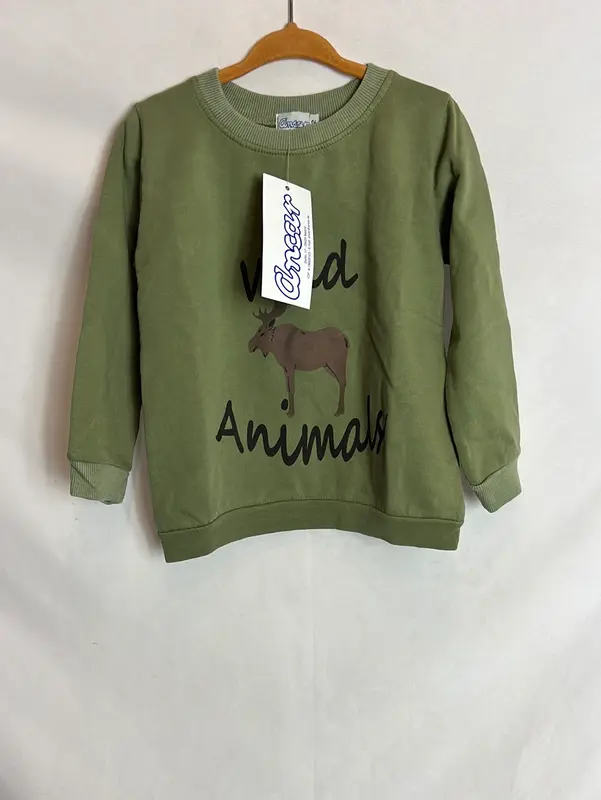 ANCAR. Sudadera verde caza dibujo animal