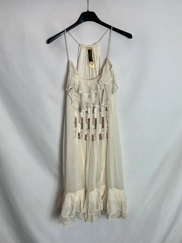 ANDERSEN & LAUTH. Vestido corto gasa detalles. T S