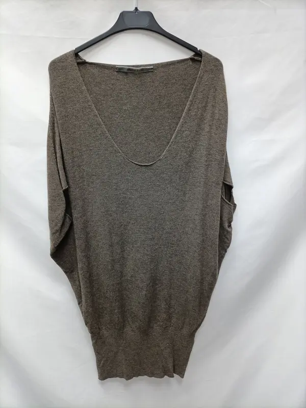 ANGELA DAVIS. Vestido punto marrón T.s