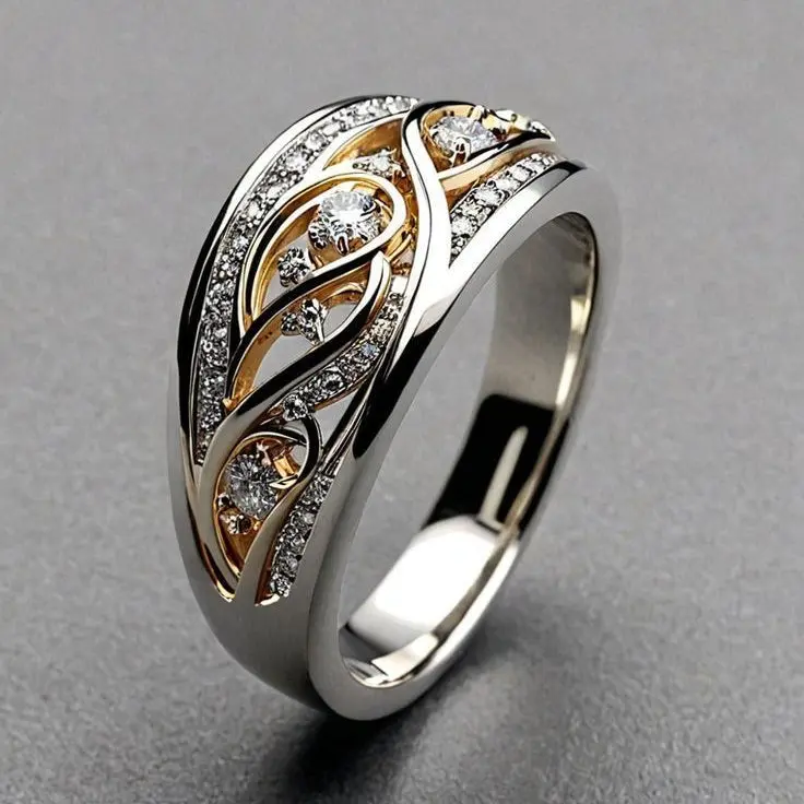 Anillo Clásico Cable Bicolor
