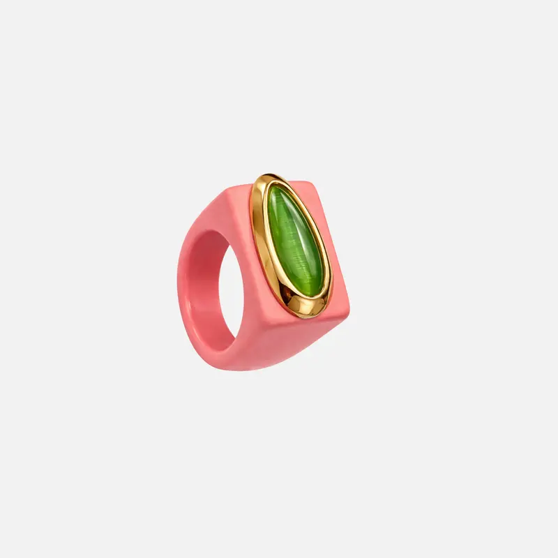 Anillo coral ojo de gato