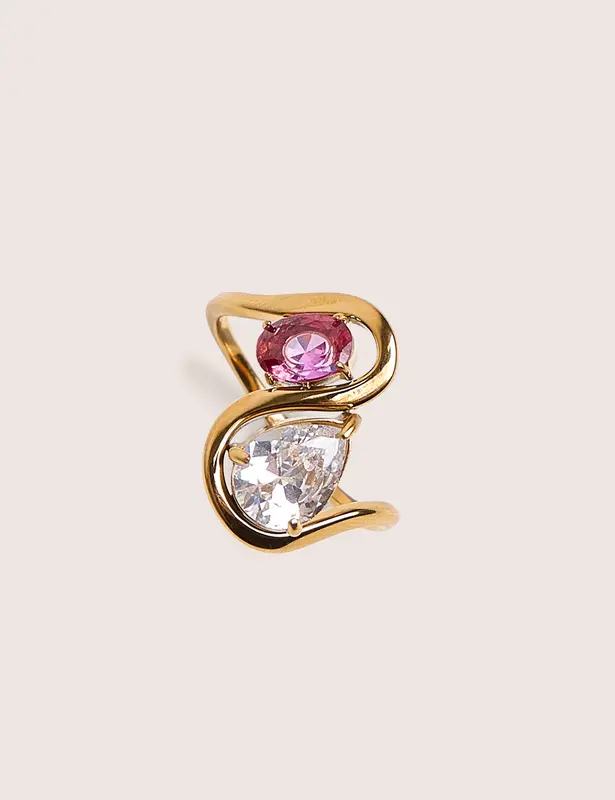 Anillo de oro con dos gemas