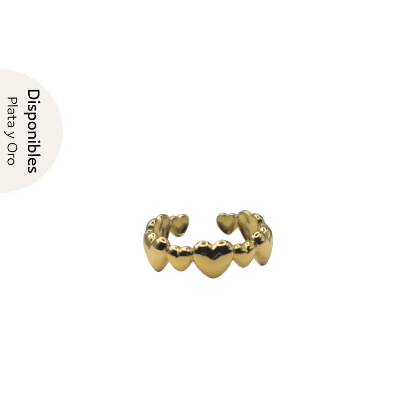 Anillo minimalista corazones acero inoxidable