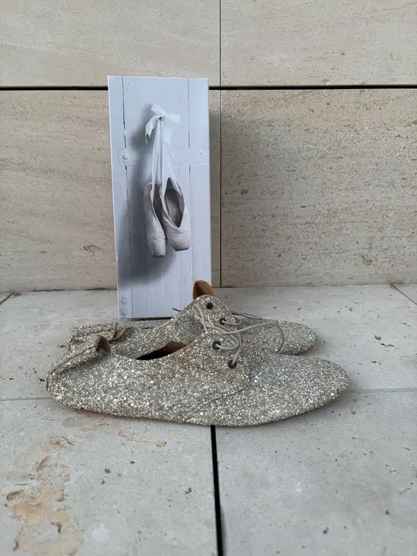 ANNIEL. Zapatos cordones purpurina. T 41
