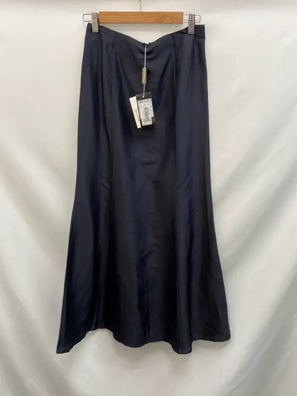 ARMANI. Falda azul midi seda T.38