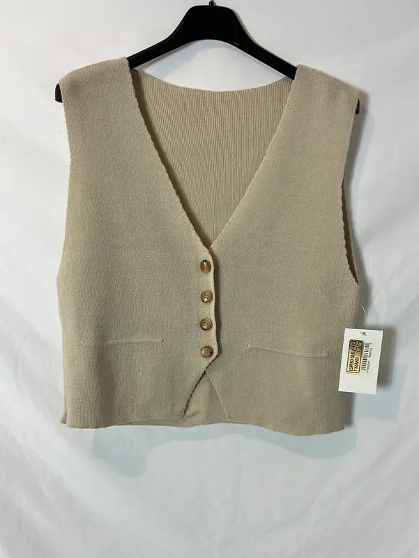 ARYA. Chaleco beige abotonado. T S