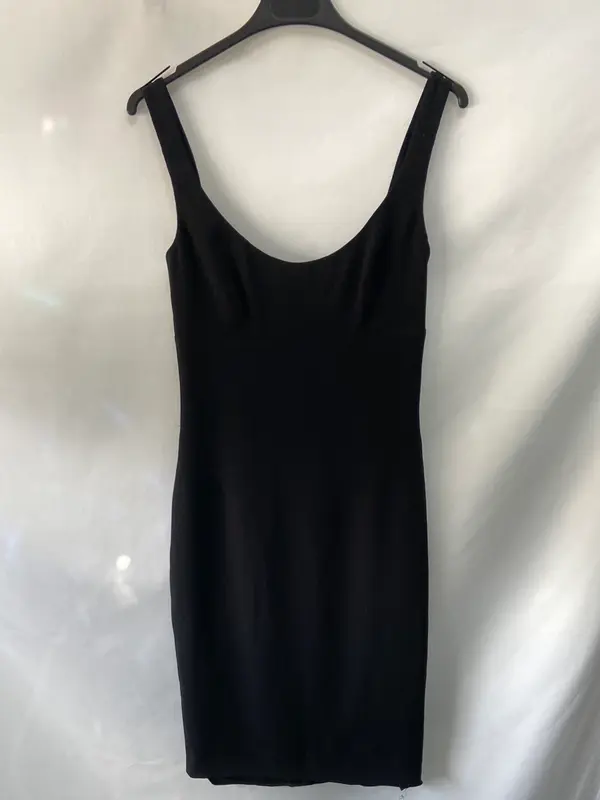 ASPESI. Vestido negro costuras T.s
