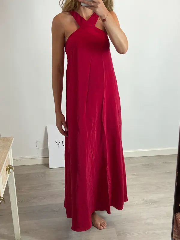 ASPESI.Vestido seda largo buganvilla T.38