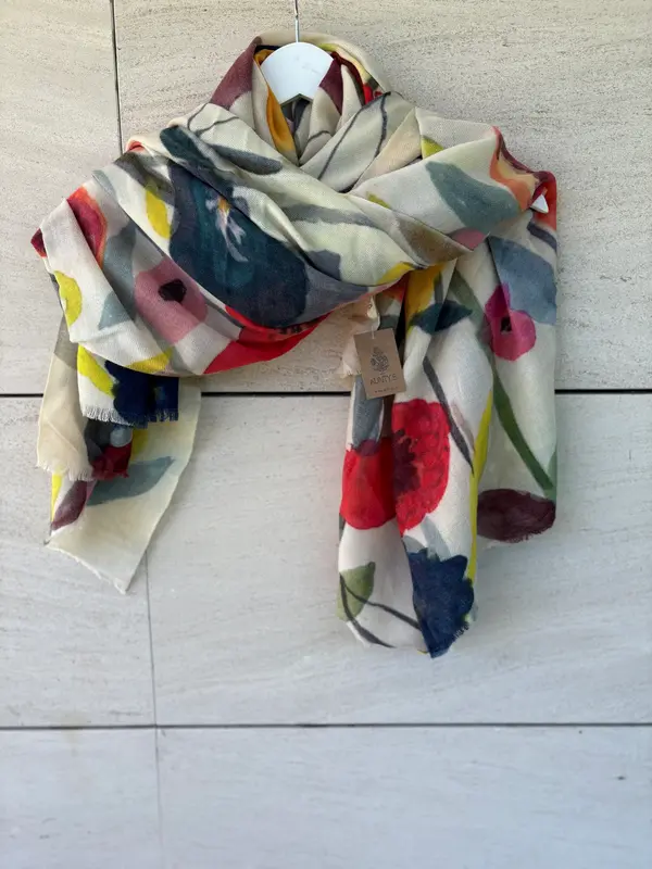 AUNTY B. Chal estampado colores cashmere y seda