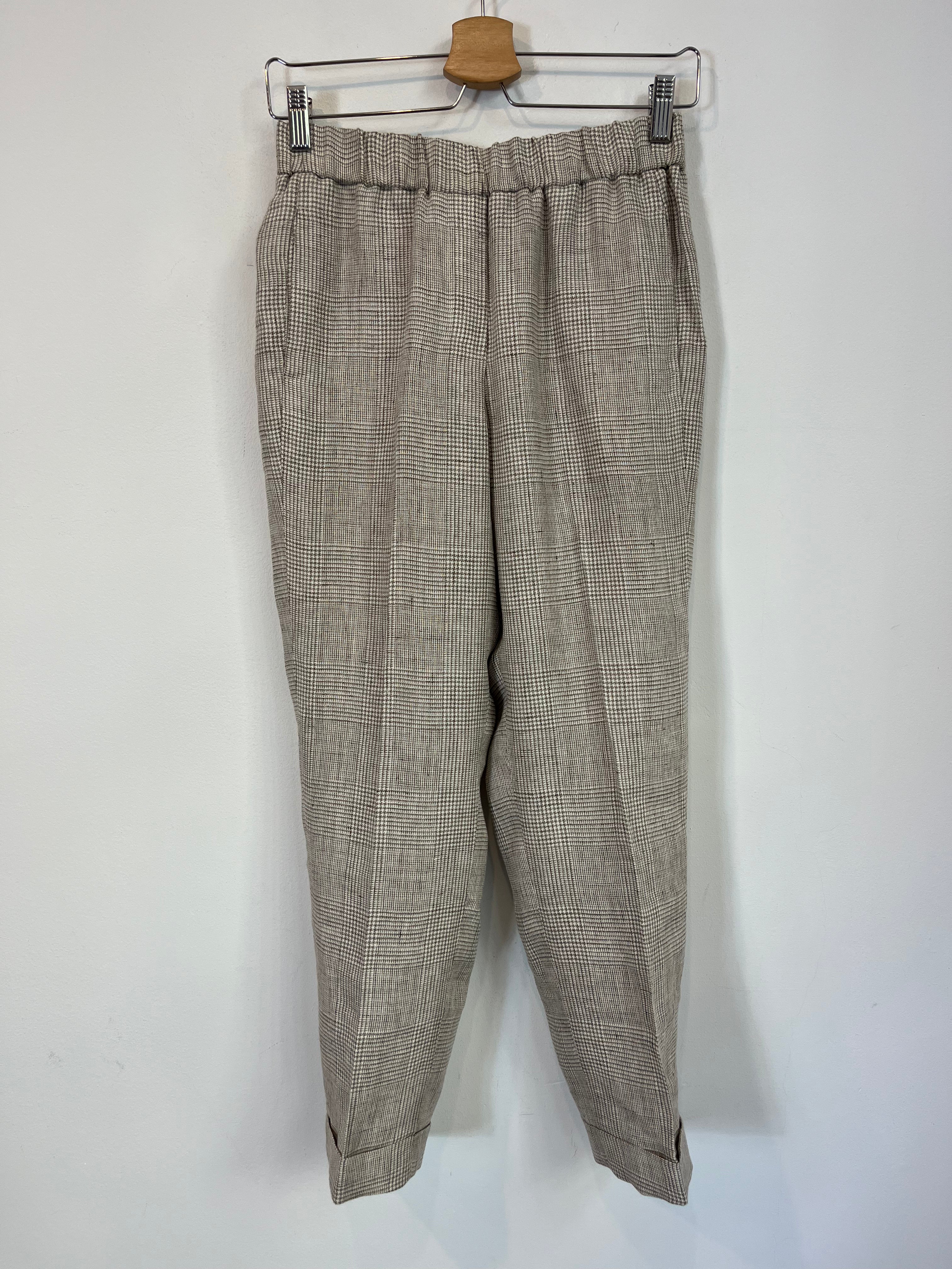 B CORNER. Pantalón cuadros lino. T. 38