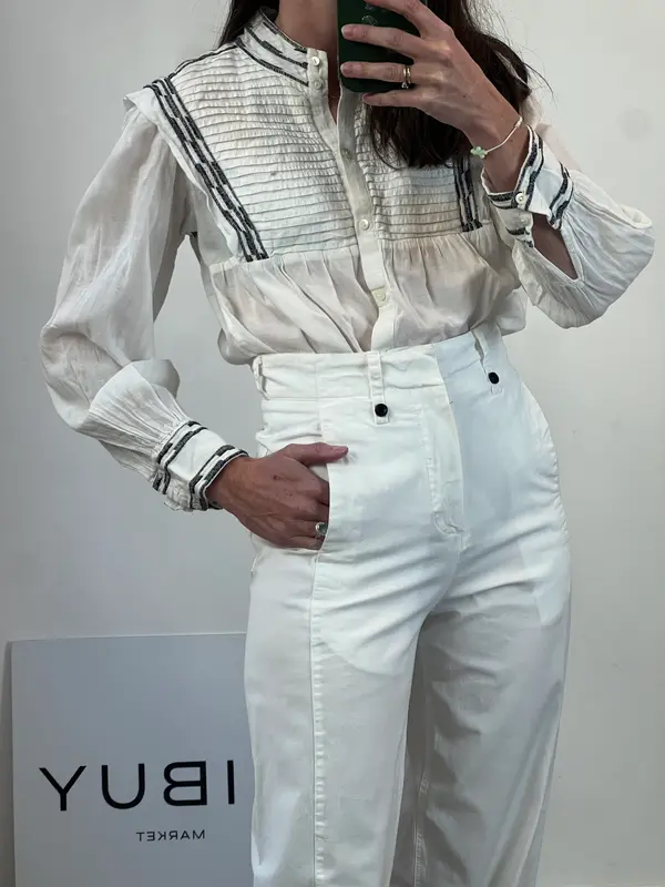 BA&SH. Blusa blanca bordados