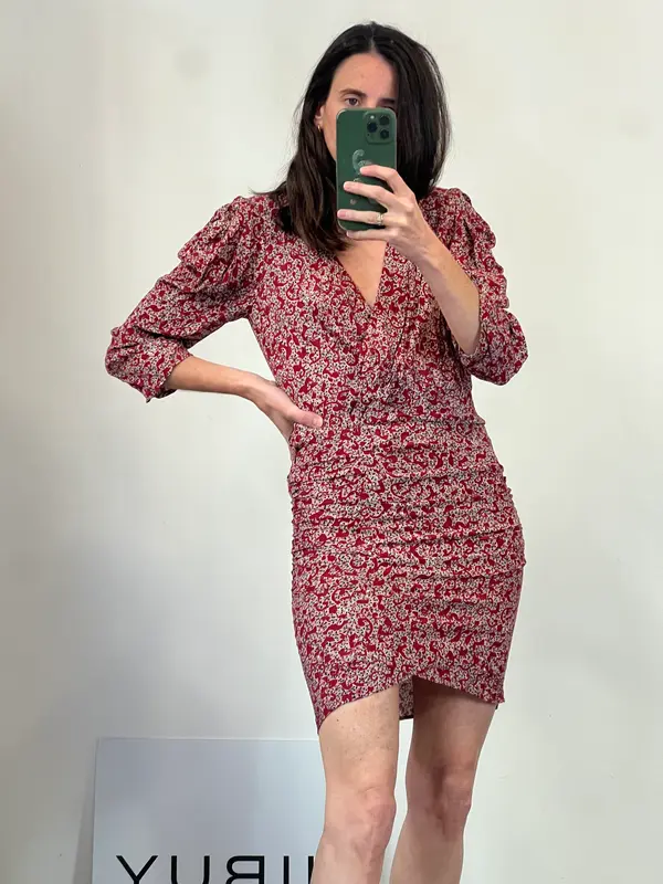 BA&SH. Vestido estampado fruncidos
