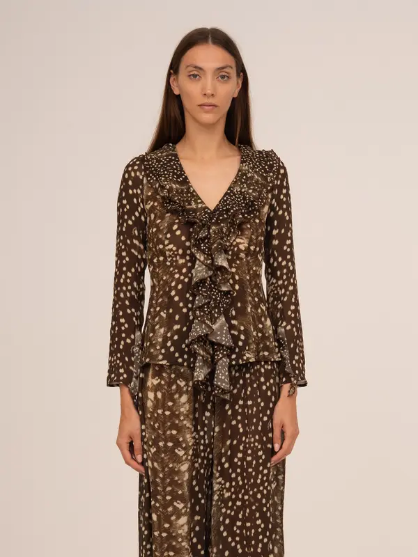 Bambi Noir Animal Print Blouse