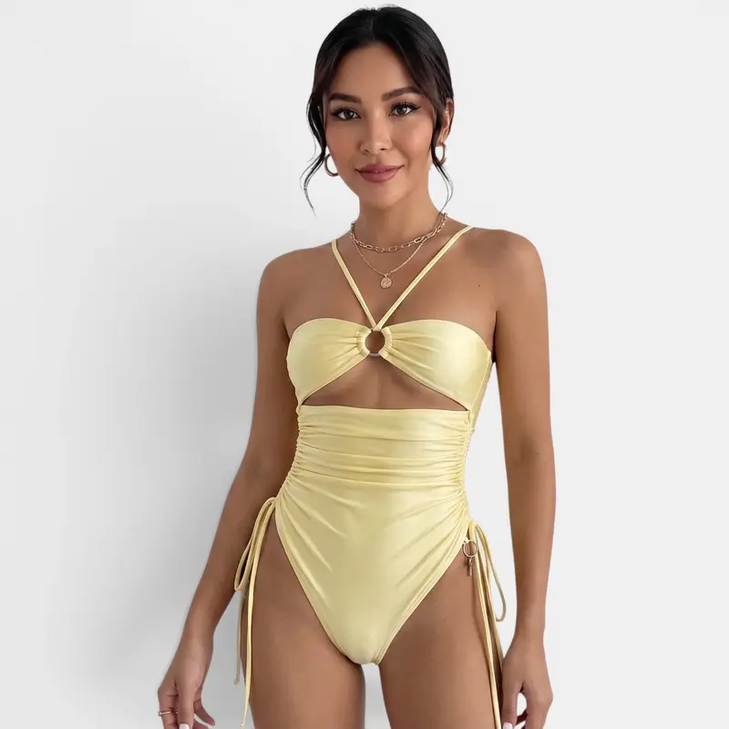 Bañador Amarillo Mujer con Aro