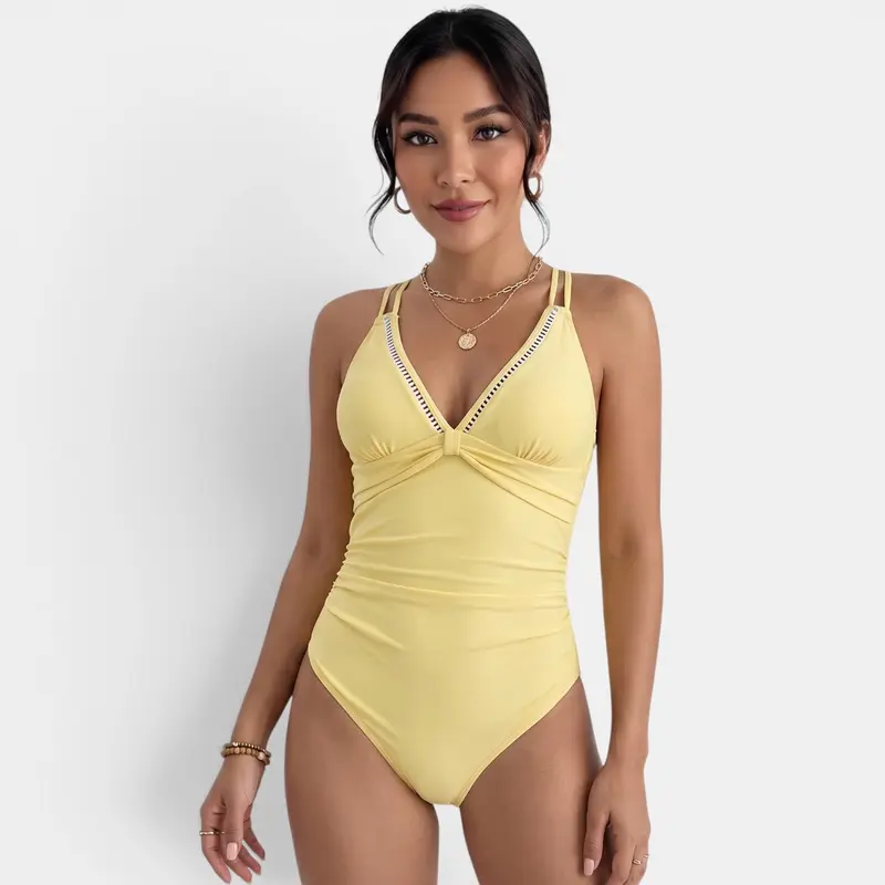 Bañador Mujer Amarillo Control Abdomen