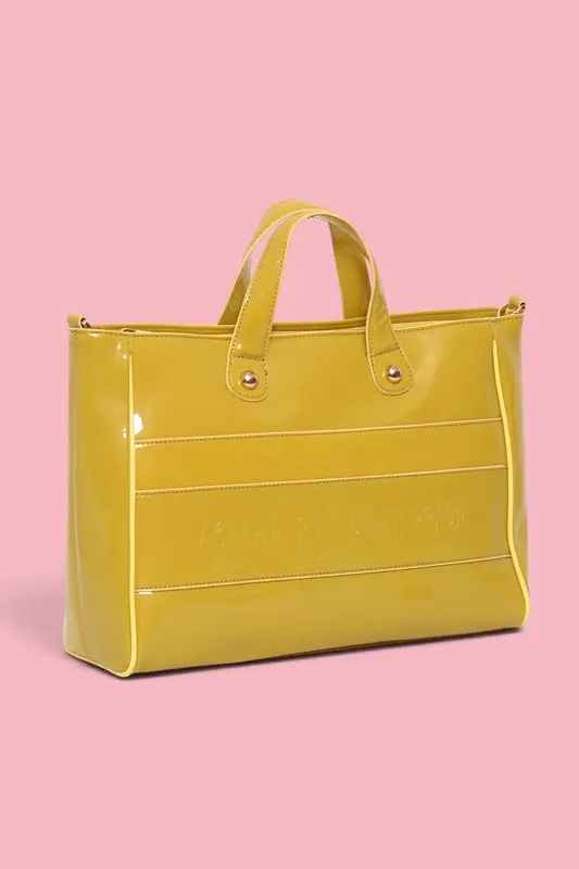 BANDOLERA TOTE CHAROL VIVOS CONTRASTE MOSTAZA