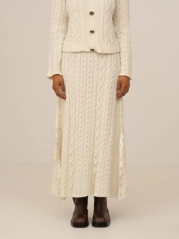 Bare Knit White Maxi Skirt
