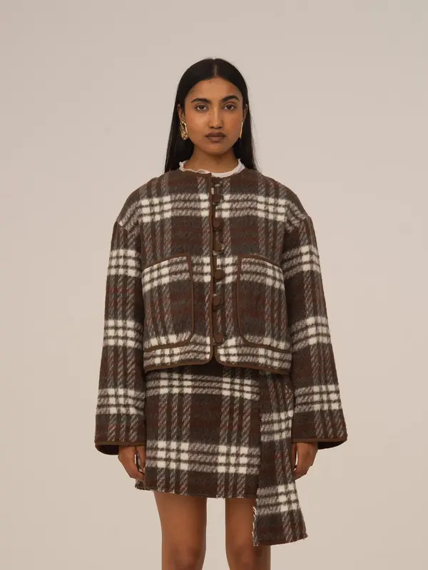 Barefoot Plaid Brown Jacket