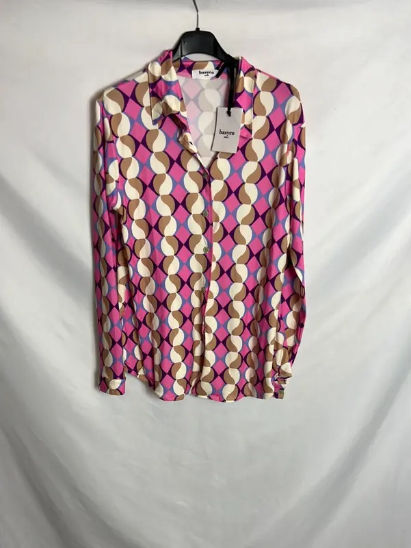 BASYCO JEREZ. Blusa textura estampado retro. TU(M)