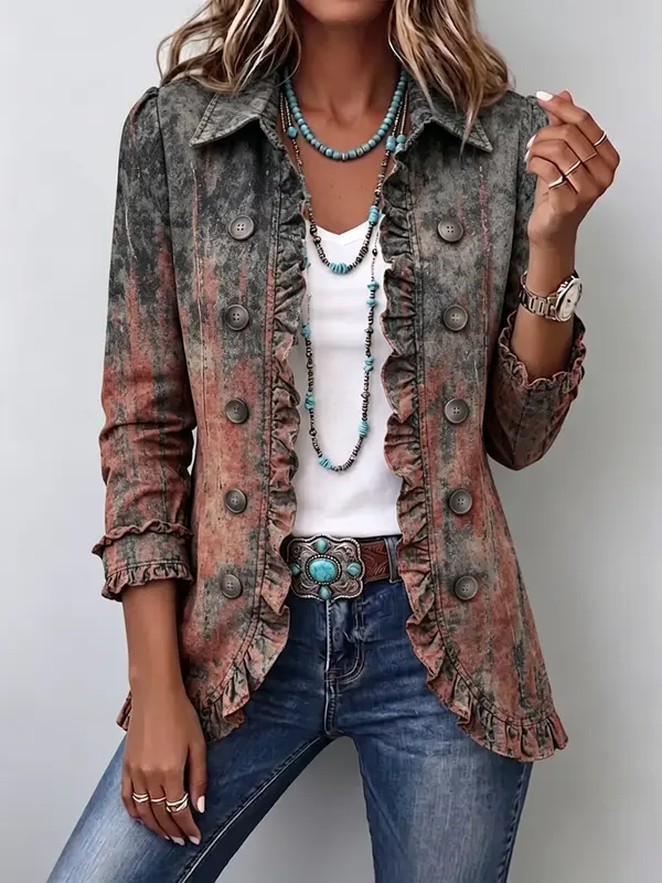 Beatriz™ | Chaqueta Degradada Texturizada con Volantes