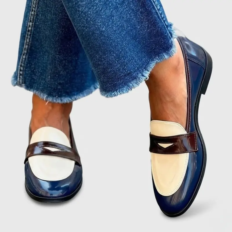 Beatriz | Mocasines Negros de Charol Mujer Bicolor