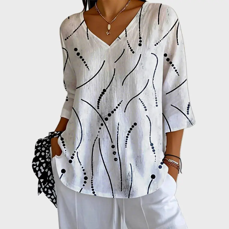 Begoña - Blusa Clásica con líneas negras