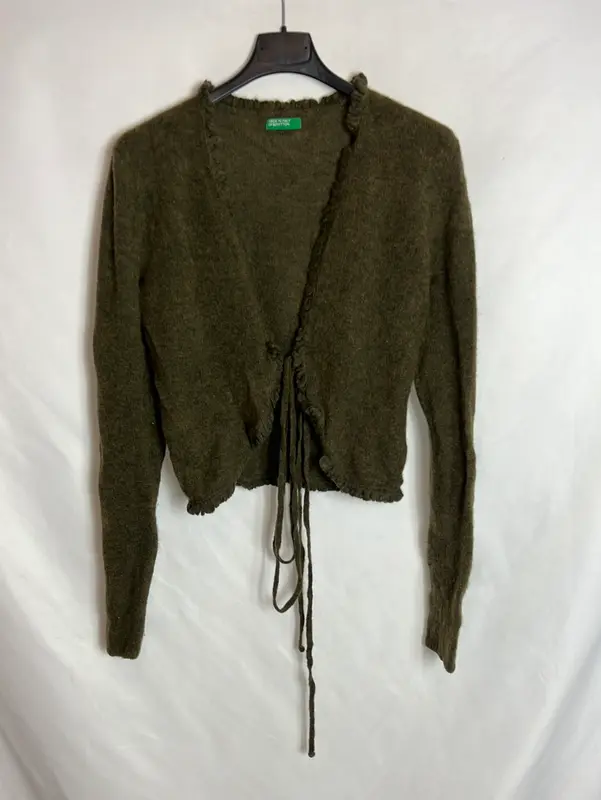 BENETTON. Rebeca verde jaspeada nudo. T S