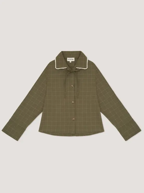 Betty Plaid Green and White Shirt