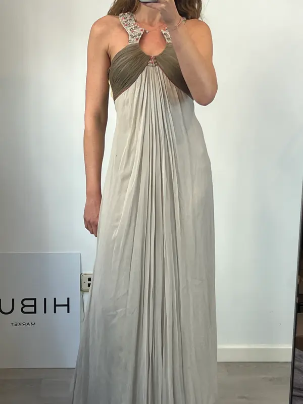 BI^NK LONDON. Vestido largo fluido detalle espalda. T M