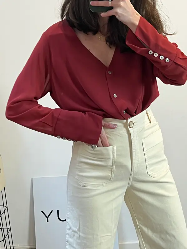 BIMANI. Blusa fluida burdeos