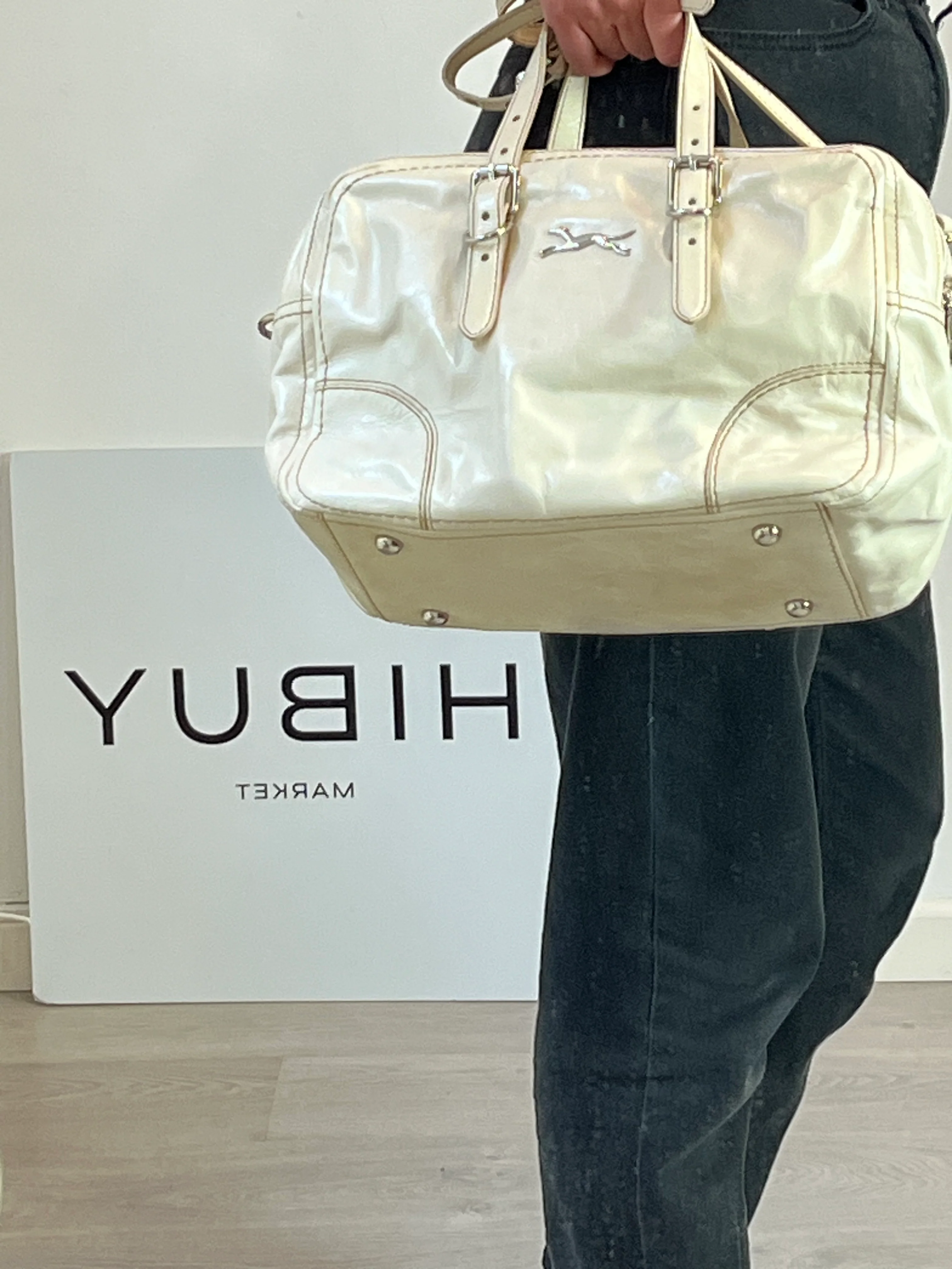 BIMBA Y LOLA. Bolso beige piel shopper