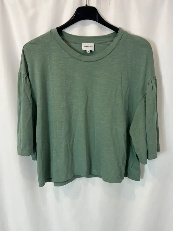 BIMBA Y LOLA. Camiseta verde detalle manga. T M