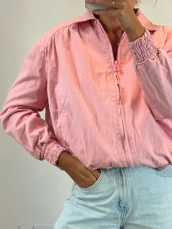 BIMBA Y LOLA. Chaqueta denim acolchada rosa. T S