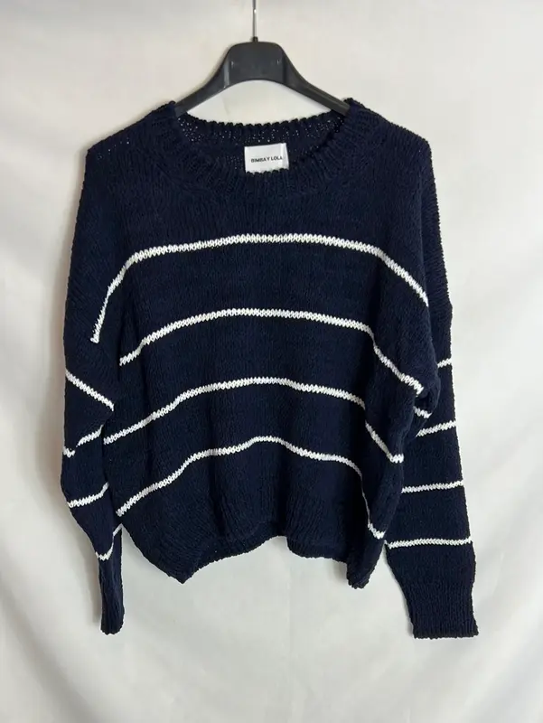 BIMBA Y LOLA. Jersey azul rayas blancas. T M