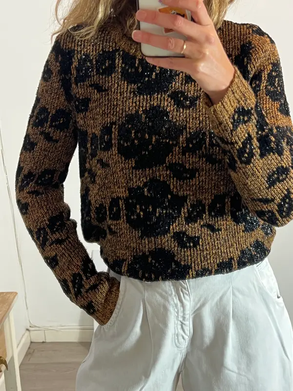 BIMBA Y LOLA. Jersey marrón y negro hilos. T M
